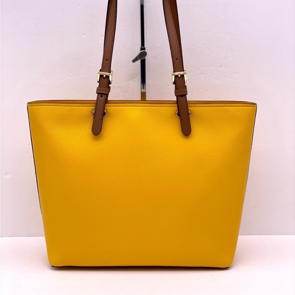 Michael Kors Jet Set Travel Front Double Pocket Shoulder Tote Bag Yellow/Brown - Picture 4 of 9